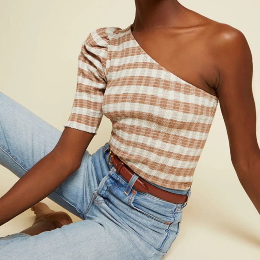 NATION LTD - KIRSTIE SMOCKED ONE SHOULDER - PICNIC $197